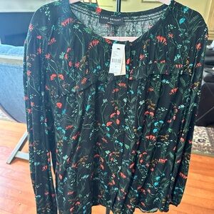 Lane Bryant Black Multicolor Floral Blouse